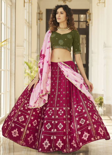 Wedding Special Deep Pink Georgette Lehenga For Sangeet